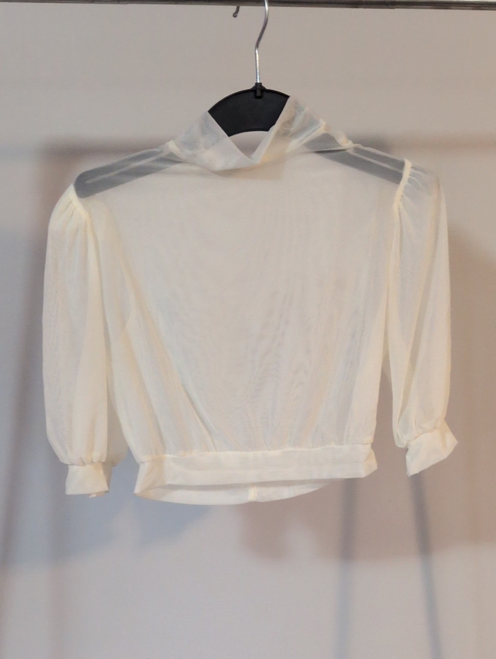 Kelle Sheer Mock-Neck Cream Blouse Top